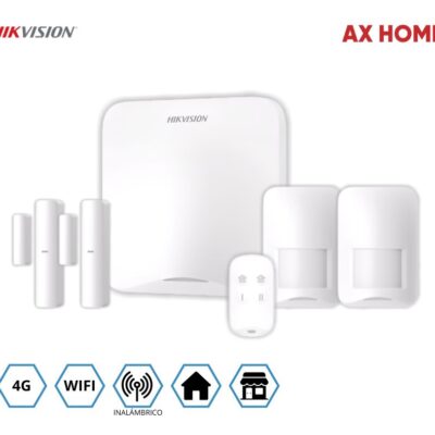 Kit Alarma Hikvision Axhome Inalambrica Wifi/4G 16 Zonas - 2 Detec Mag + 2 Detec Mov